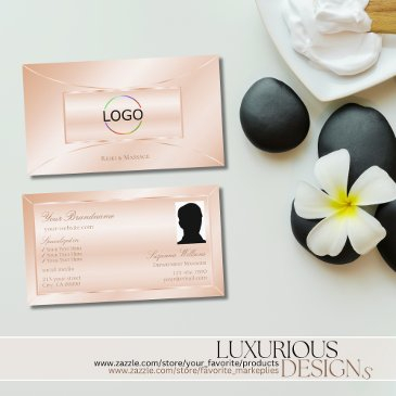 pastel rose coral with logo and photo eye catching business invitations