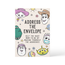 Small Pastel Toy Story Characters Baby Shower Invitation Front View