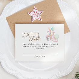 Small Pastel Winter Wonderland Baby Shower Diaper Raffle Enclosure Invitations Front View