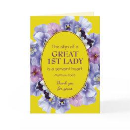 Small Pastor Appreciation Floral 1st Lady Thank You Invitations Front View