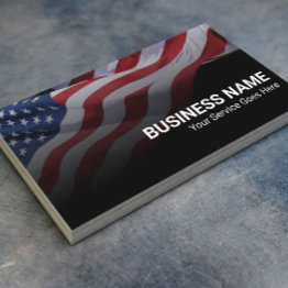 Small Patriotic American Flag Military Veteran Service Business Invitations Front View
