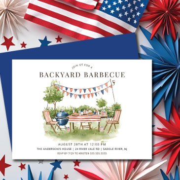 patriotic backyard barbecue invitation