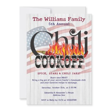 patriotic chili cookoff rustic flag fall party invitation