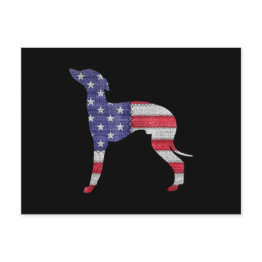 Small Patriotic Italian Greyhound American Flag Embroide Announcement Postinvitations Front View