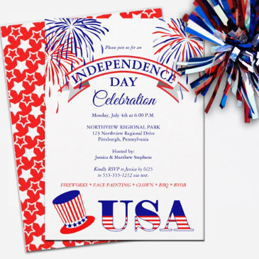 patriotic july 4th independence day celebration invitation