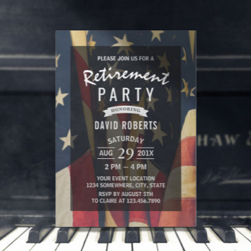 patriotic military veteran retirement party invitation