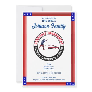 patriotic us flag sack toss cornhole tournament invitation
