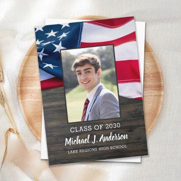patriotic usa flag photo military graduation invitation