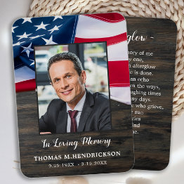 Small Patriotic Veteran Photo Funeral Memorial Invitations Front View