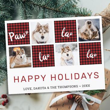 paw la la la red buffalo plaid pet photo collage h postinvitations