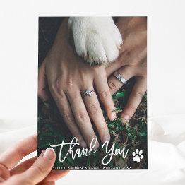 Small Paw Prints Wedding Thank You Photo Invitations Front View