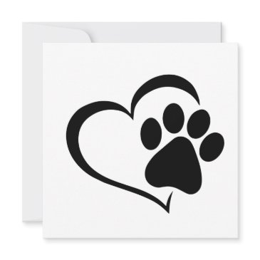 pawprint and heart design invitation