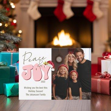 peace joy retro font 1 photo cute family christmas holiday invitations