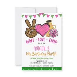 Small Peace Love Cheer Party Invitation Front View