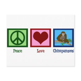 Small Peace Love Chimpanzees Postinvitations Front View