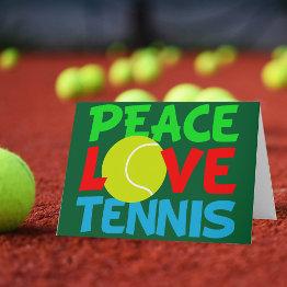 Small Peace Love Tennis Player Cute Festive Green Holiday Invitations Front View