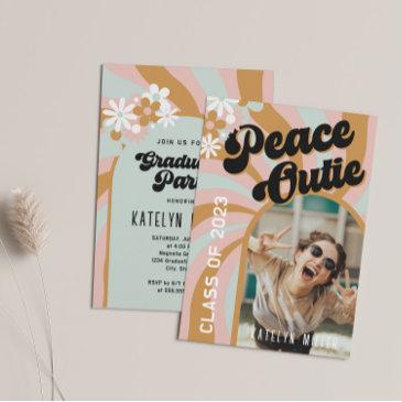 peace out retro boho arch photo graduation invitation