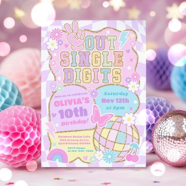peace out single digits preppy varsity birthday invitation