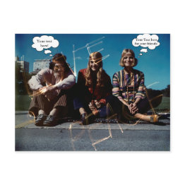 Small Peace Young Hippies Free Love 1960's Custom Text Postinvitations Front View