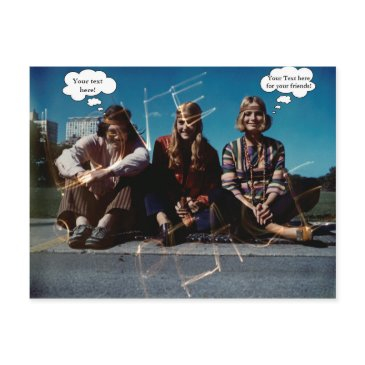 peace young hippies free love 1960's custom text postinvitations