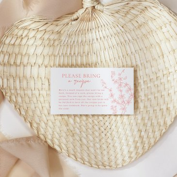 peach pink garden chinoiserie recipe request enclosure invitations