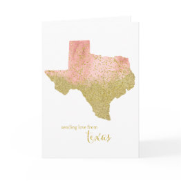 Small Peachy Gold Sending Love From Texas Thank You Invitations Front View