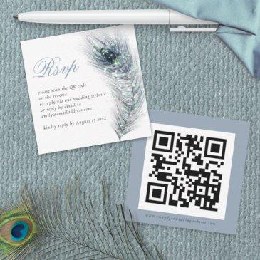 peacock feather qr code wedding rsvp enclosure note invitations