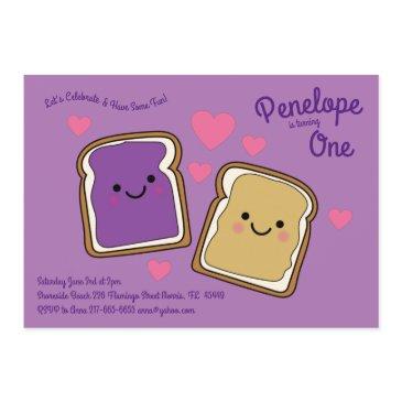 peanut butter and jelly kids 1st birthday party invitation