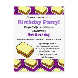 Small Peanut Butter And Jelly Themed - Grape Jelly Invitation Front View