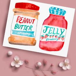 Small Peanut Butter And Jelly Watercolor Postinvitations Front View