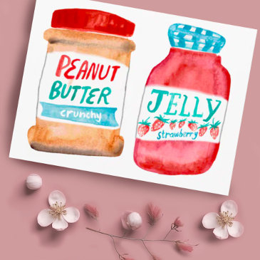 peanut butter and jelly watercolor postinvitations