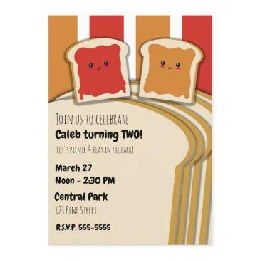 peanut butter strawberry jelly pb&j birthday party invitation