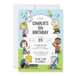 Small Peanuts Character Fun Birthday Collage Invitation Front View