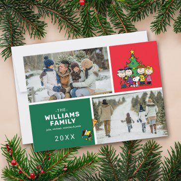 peanuts christmas family photo collage holiday invitations