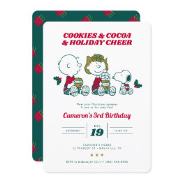 Small Peanuts | Cookies & Cocoa Birthday Invitation Front View
