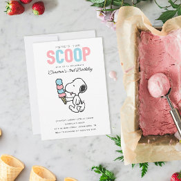 Small Peanuts | Here's The Scoop - Ice Cream Birthday Invitation Front View