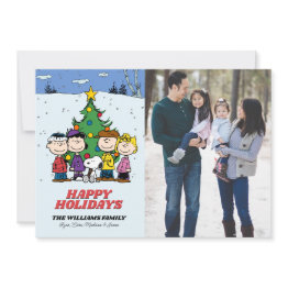 Small Peanuts Merry Christmas | Add Your Photo & Name Holiday Invitations Front View