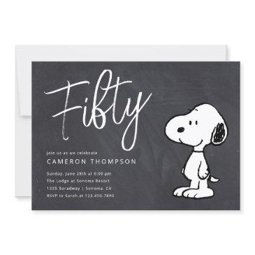 peanuts snoopy - chalkboard 50th birthday invitation