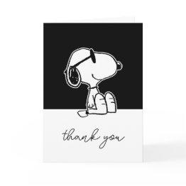 Small Peanuts | Snoopy Heart Sunglasses Thank You Invitations Front View