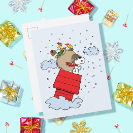 Small Peanuts | Snoopy The Flying Ace At Christmas Postinvitations Front View