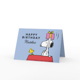 Small Peanuts | Snoopy & Woodstock Birthday | Add Photo Invitations Front View