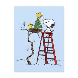Small Peanuts | Snoopy & Woodstock Christmas Tree Postinvitations Front View