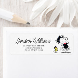 Small Peanuts | Snoopy & Woodstock Graduation Label Front View
