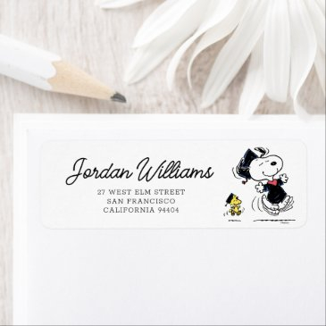 peanuts | snoopy & woodstock graduation label
