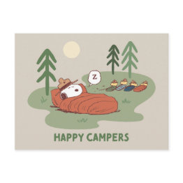 Small Peanuts | Snoopy & Woodstock Sleeping Campers Postinvitations Front View