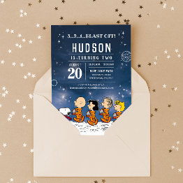 Small Peanuts | Space Birthday Invitation Front View