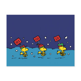 Small Peanuts | Woodstock Snow Shovel Team Holiday Postinvitations Front View