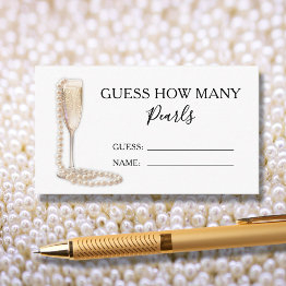 Small Pearls And Prosecco Guess How Many Game Invitations Front View