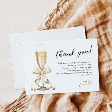 pearls & prosecco gold bridal shower thank you invitations