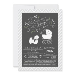 Small Pekingese Dog Baby Shower Neutral Invitation Front View